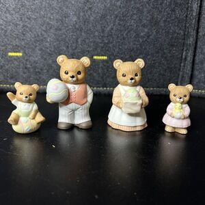 4 Homco‎ Teddy Bear Easter Eggs Chick Spring Figurines Vintage Read